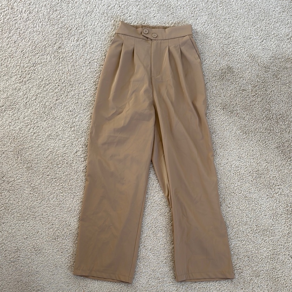 Chic High-Waisted Tan Trousers